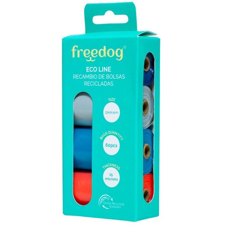 FREEDOG eco bolsas higienicas recicladas variadas 4x15ud
