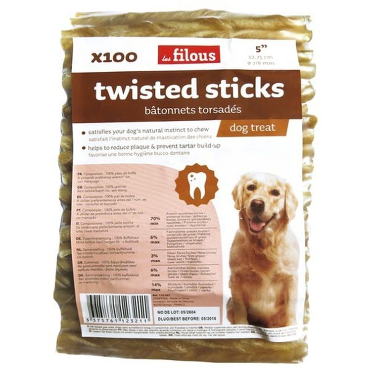 FILOUS perro snack twisted sticks 4-6 mm 100 uds