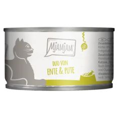 MJAMJAM gato adulto pato, pavo, calabaza al vapor lata 100 gr