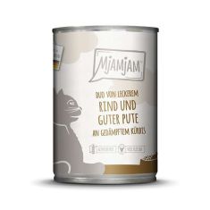 MJAMJAM gato adulto duo vacuno y pava lata 400 gr