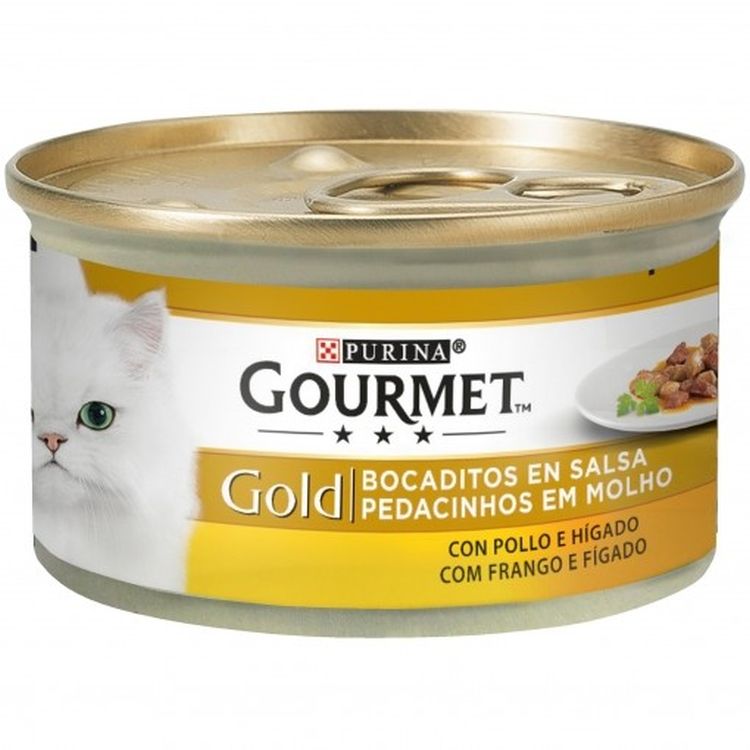 GOURMET gato Gold bocaditos pollo e higado 85 gr