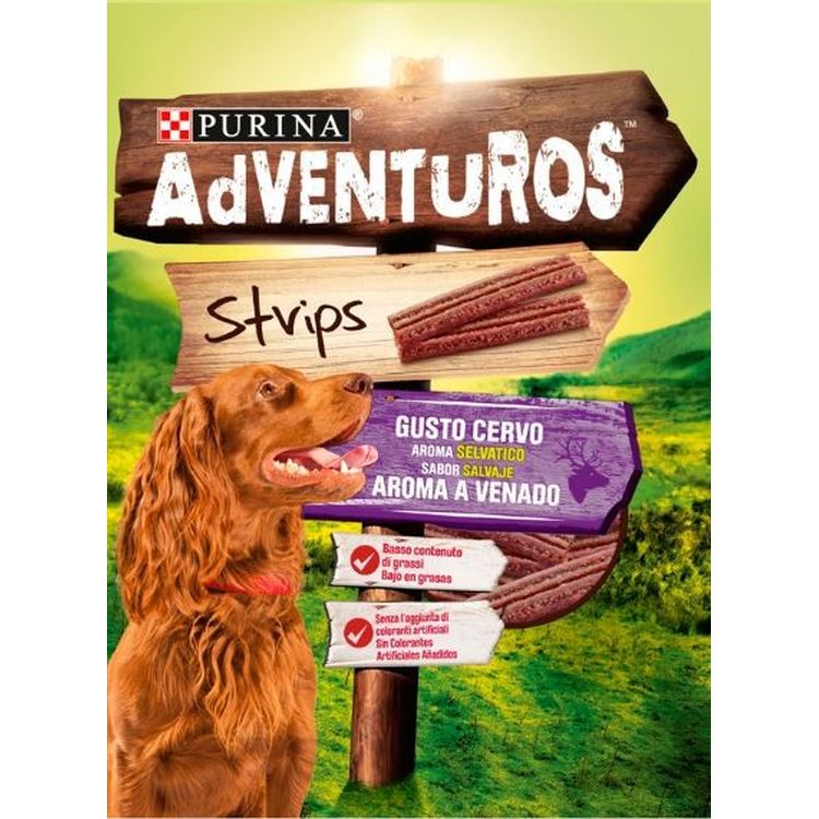 ADVENTUROS perro snack strips venado 90 gr