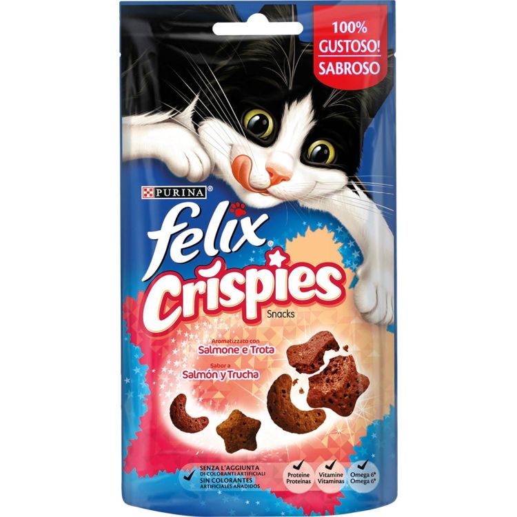 FELIX gato snack Crispies salmon y trucha 45 gr