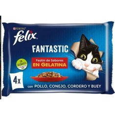FELIX gato adulto Fantastic festin de carne 4x85 gr
