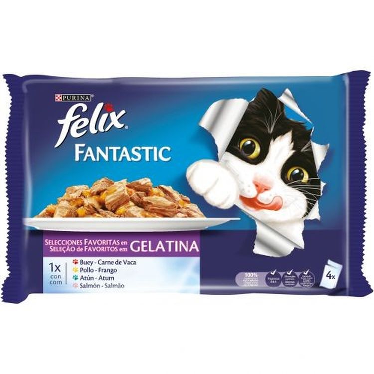 FELIX gato adulto Fantastic seleccion favorita 4x85 gr