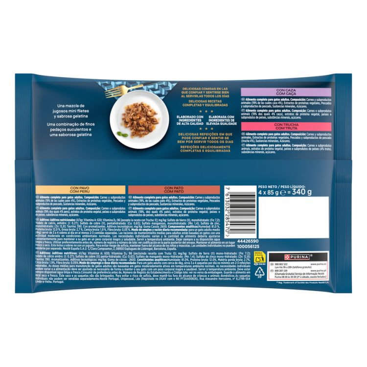 GOURMET gato Perle laminas gelatina pavo 4x85 gr