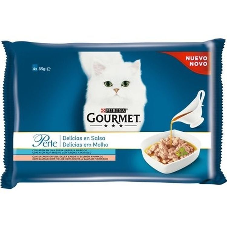 GOURMET gato Perle delicias salmon y atun 4x85 gr