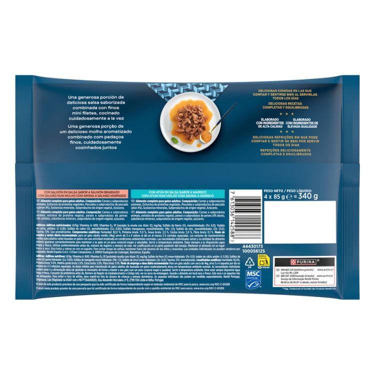 GOURMET gato Perle delicias salmon y atun 4x85 gr