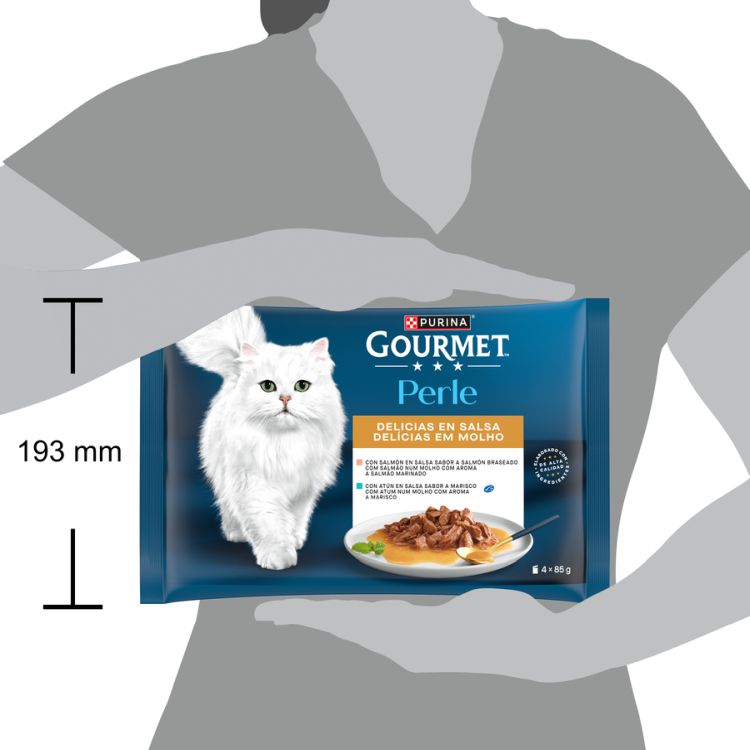 GOURMET gato Perle delicias salmon y atun 4x85 gr