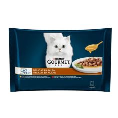 GOURMET gato Perle laminas buey y pollo 4x85 gr