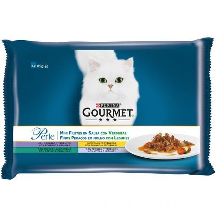 GOURMET gato Perle lamina legumbre y cordero 4x85 gr