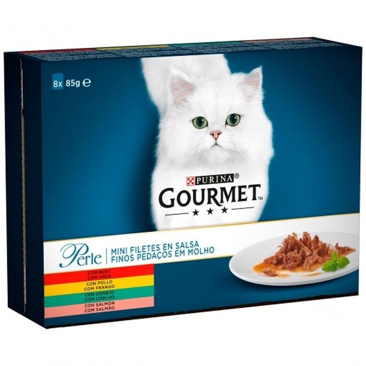 GOURMET gato Perle gelatina pollo 8x85 gr