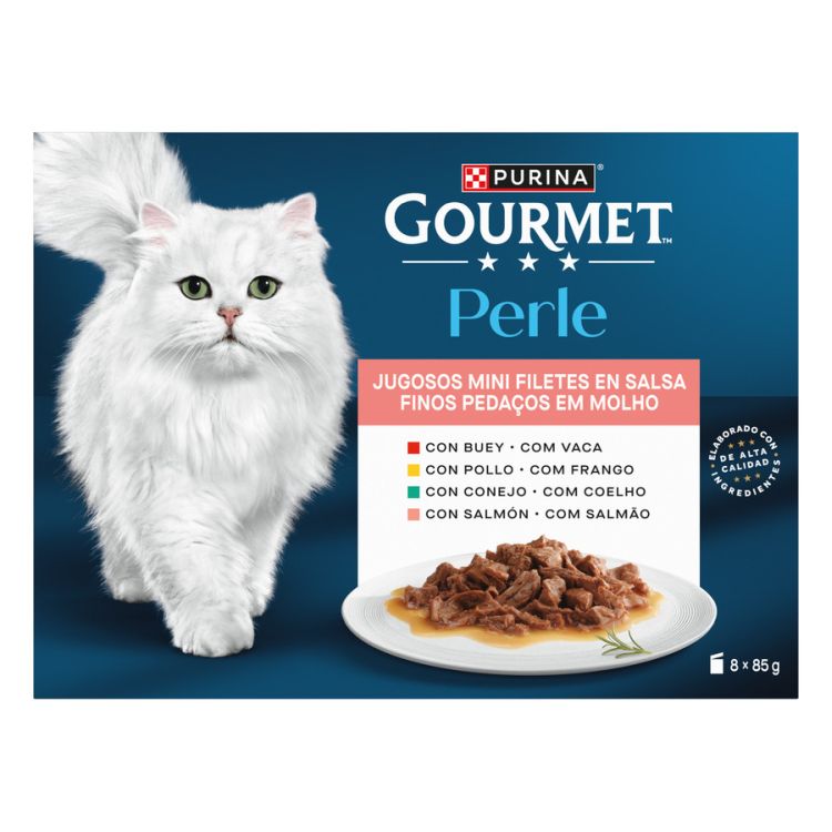 GOURMET gato Perle gelatina pollo 8x85 gr