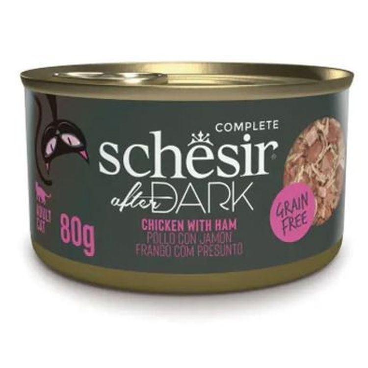 SCHESIR gato adulto After Dark filete pollo y jamón lata 80 gr