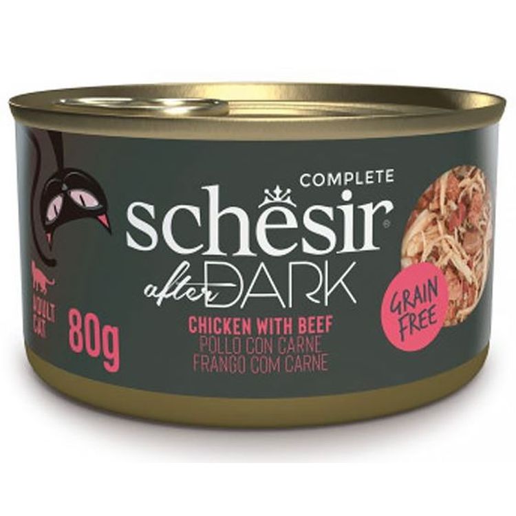 SCHESIR gato adulto After Dark pollo y buey paté lata 80 gr