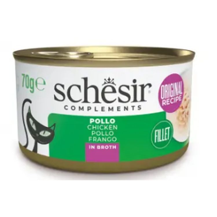 SCHESIR gato adulto pollo caldo lata 70 gr