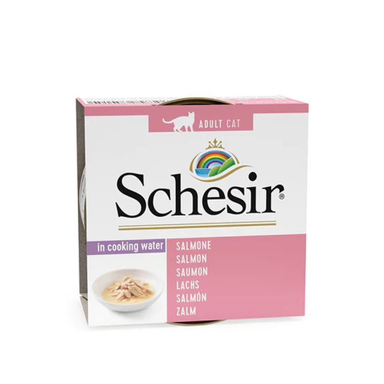 SCHESIR gato adulto salmón natural caldo lata 85 gr.