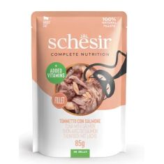 SCHESIR gato adulto atun y salmon gelatina pouch 85 gr