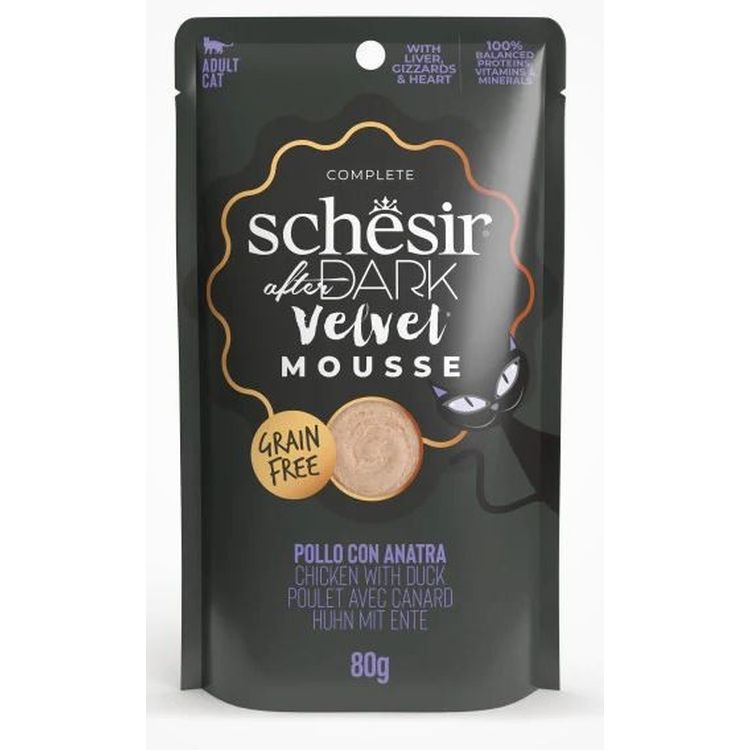 SCHESIR gato adulto After Dark mousse pollo y pato pouch 80 gr