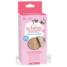 SCHESIR gato Baby pollo y salmón mousse lata 3x55 gr