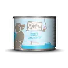 MJAMJAM perro junior pollo y huevo lata