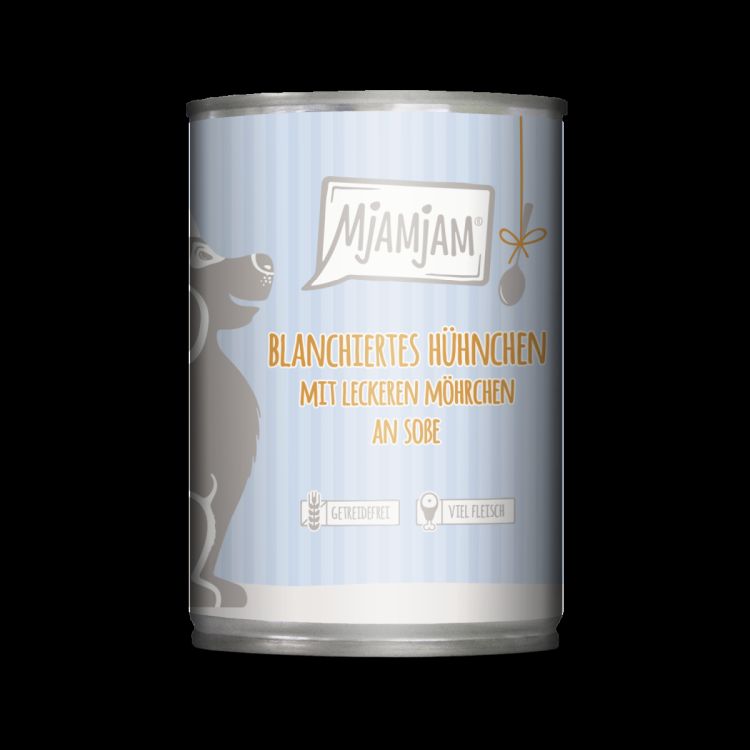 MJAMJAM perro adulto pollo y zanahorias salsa lata 380 gr