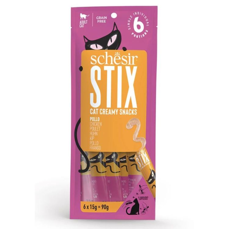 SCHESIR gato adulto snack Stix pollo 6x15 gr