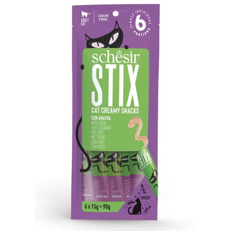 SCHESIR gato adulto snack Stix pato 6x15 gr