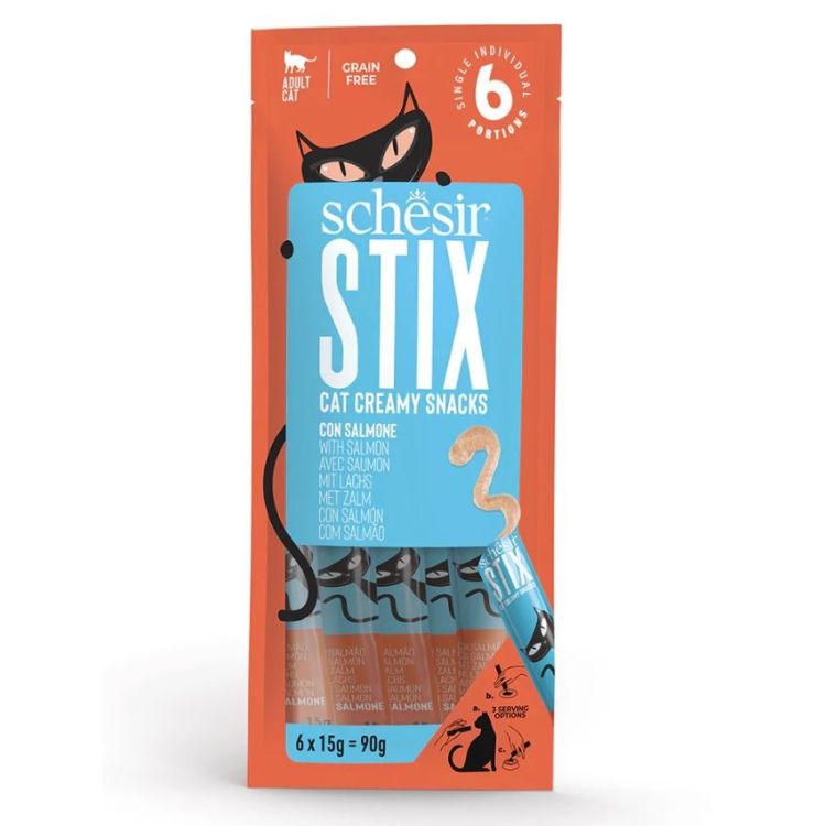 SCHESIR gato adulto snack Stix salmón 6x15 gr