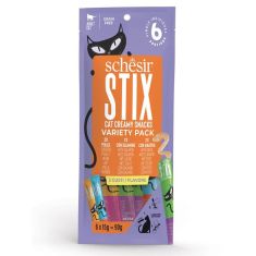 SCHESIR gato adulto snack Stix pollo, pato y salmón 6x15 gr