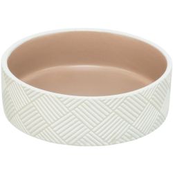 TRIXIE perro comedero ceramica patron blanco y beige