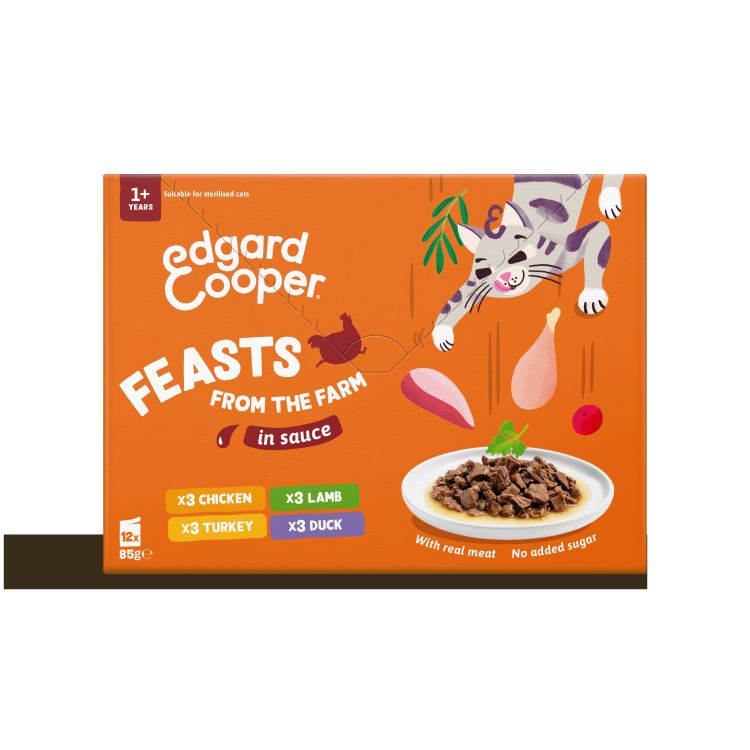 EDGARD&COOPER gato adulto Festines de la granja en salsa pouch 12x85 gr