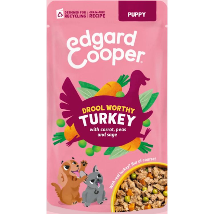 EDGARD&COOPER perro puppy estofado pavo pouch 150 gr