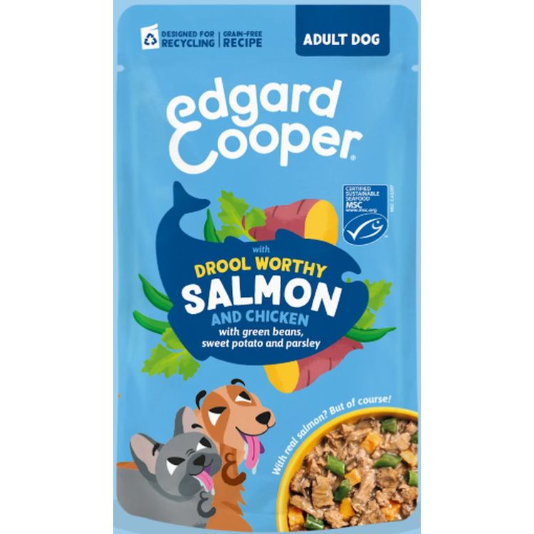 EDGARD&COOPER perro adulto estofado salmon y pollo pouch 150 gr