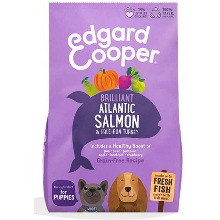 EDGARD&COOPER perro puppy salmón, pavo, frutas y remolacha 700 gr