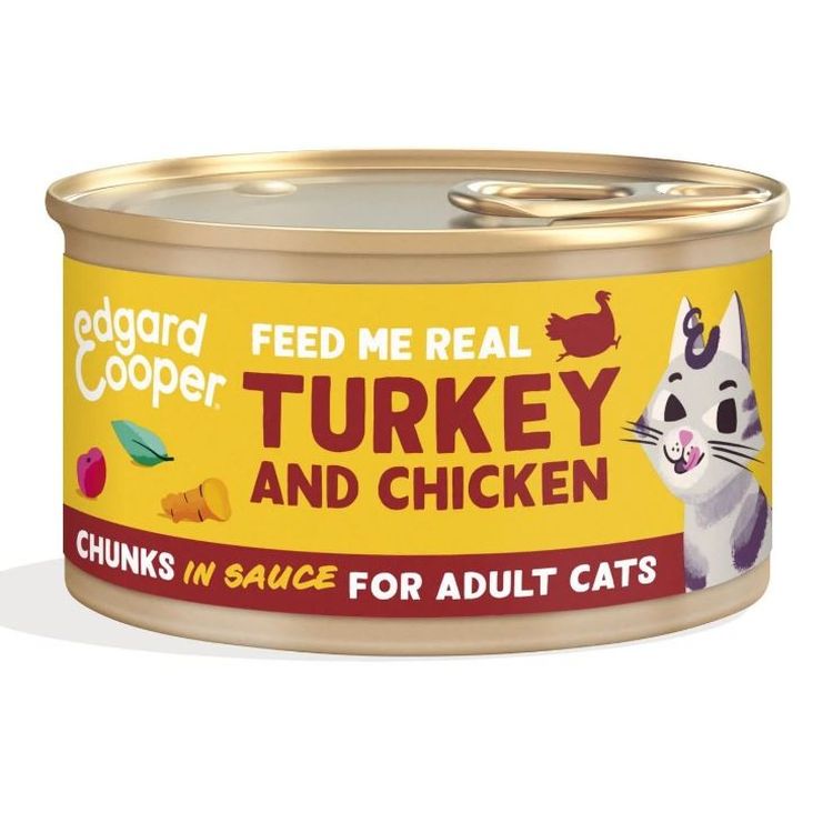 EDGAR&COOPER gato adulto wet trocitos pavo y pollo lata 85 gr