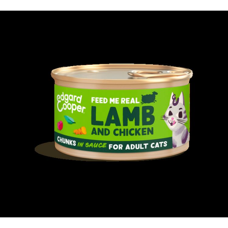 EDGAR&COOPER gato adulto wet trocitos cordero y pollo lata 85 gr