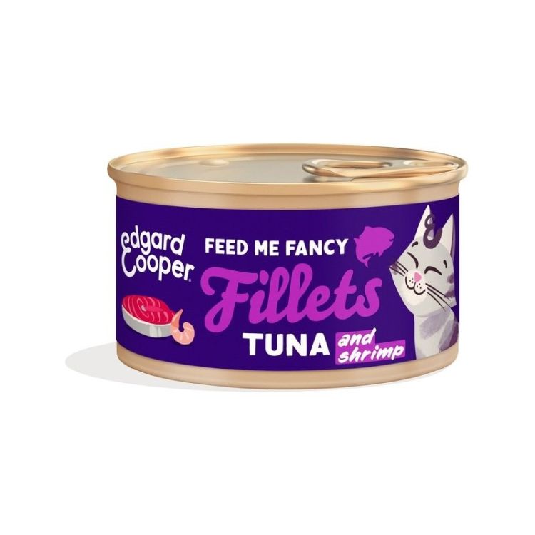 EDGAR&COOPER gato adulto wet filetes atun y gambas lata 70gr