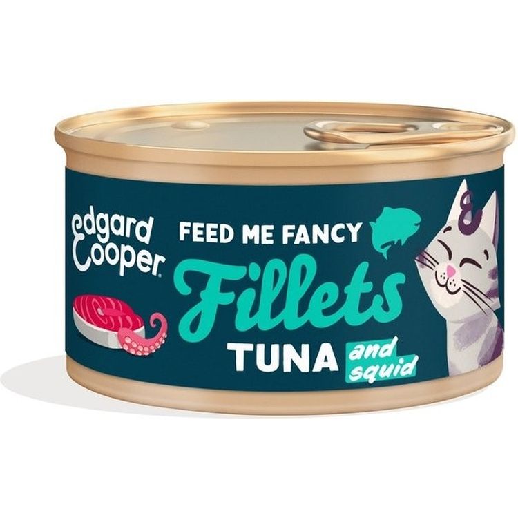 EDGAR&COOPER gato adulto wet filetes atun y calamar lata 70 gr