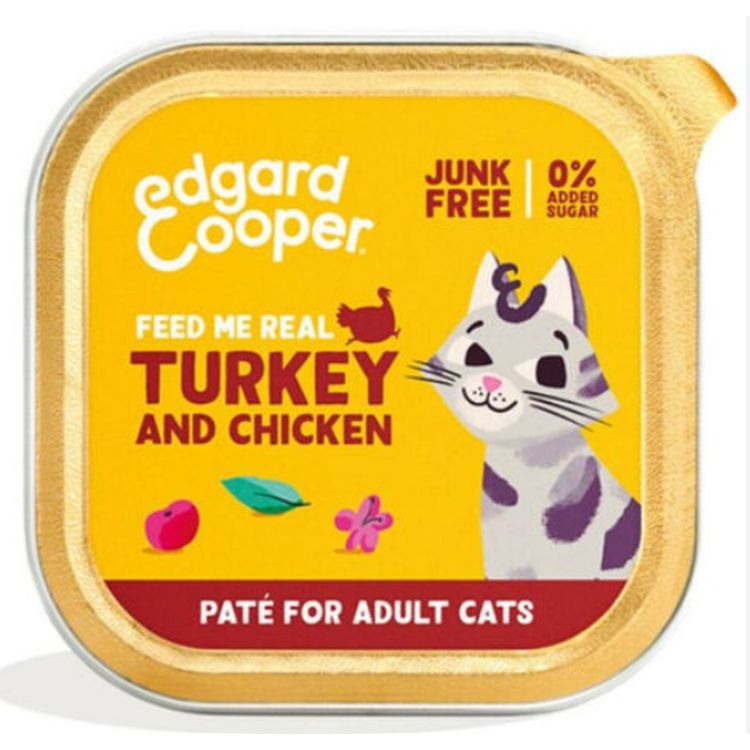 EDGAR&COOPER gato adulto wet pollo y pavo tarrina 85 gr
