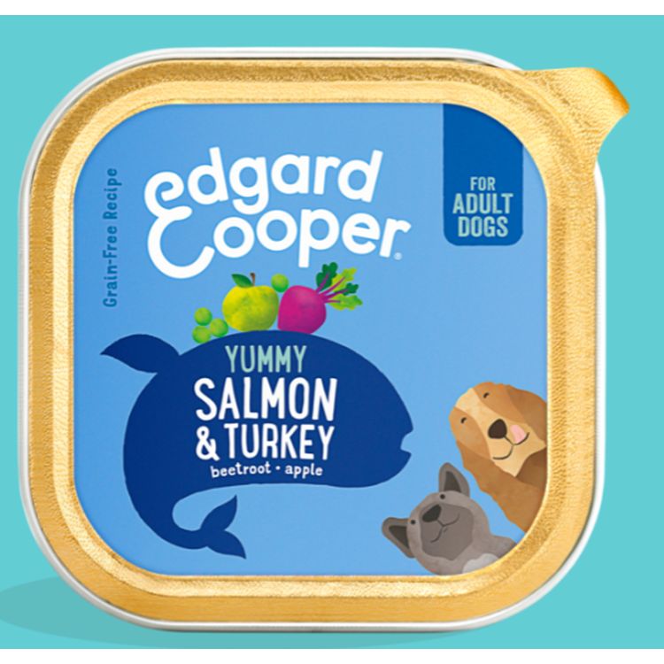 EDGAR&COOPER perro adulto salmon y pavo tarrina 150 gr
