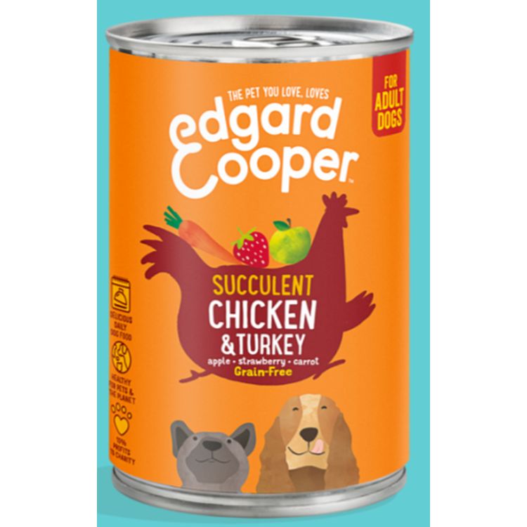 EDGAR&COOPER perro adulto pollo y pavo lata 400 gr