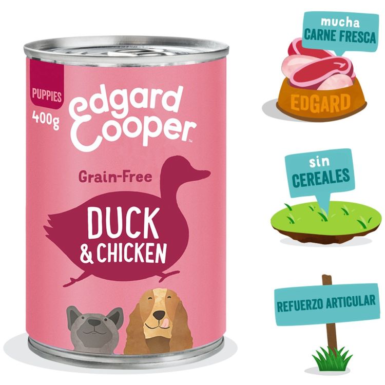 EDGAR&COOPER perro puppy pato y pollo lata 400 gr