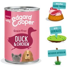 EDGAR&COOPER perro puppy pato y pollo lata 400 gr
