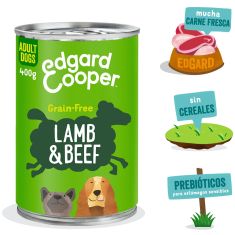 EDGAR&COOPER perro adulto cordero y vacuno lata 400 gr