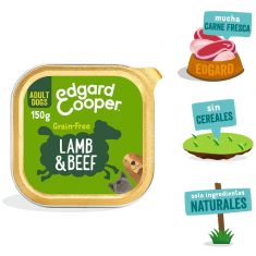 EDGAR&COOPER perro adulto cordero y vacuno tarrina 150 gr