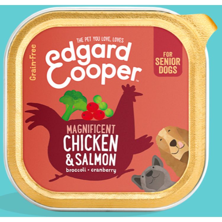 EDGAR&COOPER perro senior pollo y salmon tarrina 150 gr