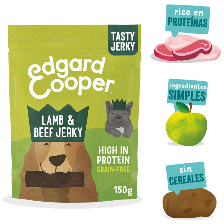 EDGAR&COOPER perro snack jerkys cordero y res 150 gr