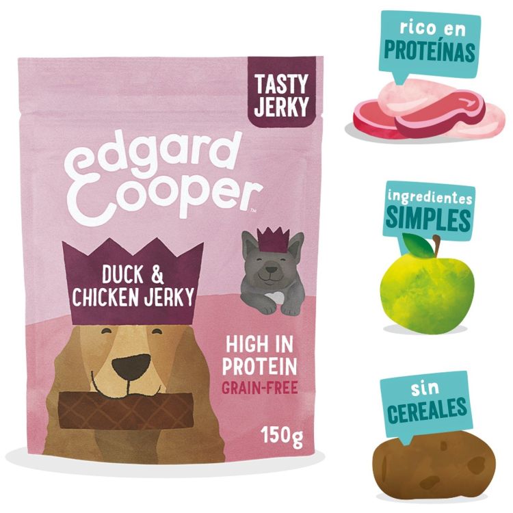 EDGAR&COOPER perro snack jerkys pato y pollo 150 gr