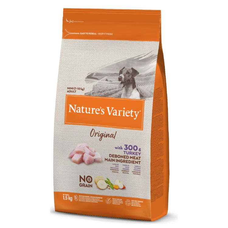 NATURES VARIETY perro adulto mini NG pavo 1.5 kg